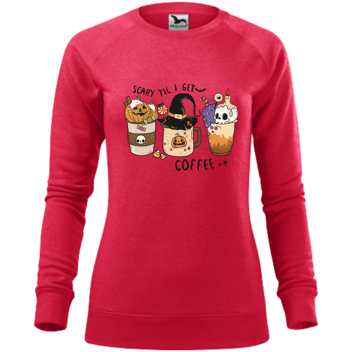 Bluza personalizata dama Halloween cu mesajul Scary Til I get Coffee