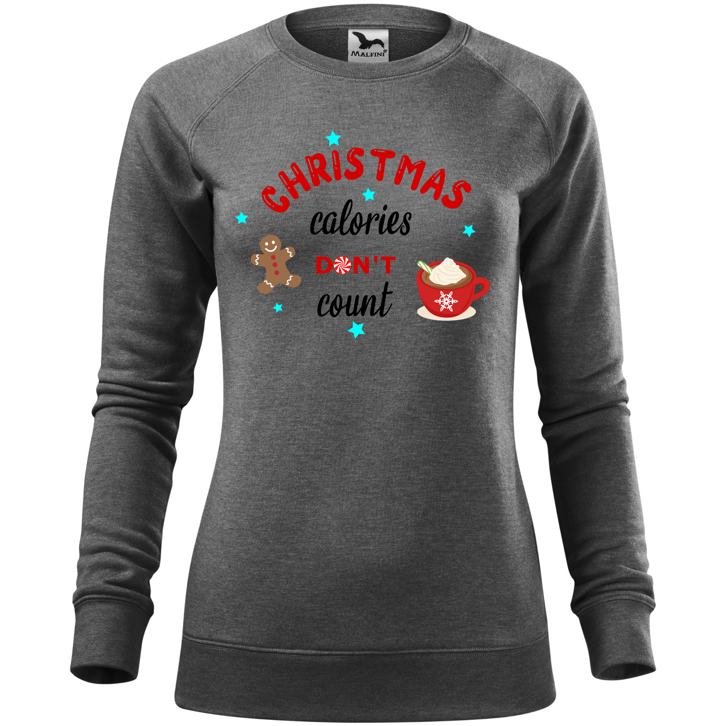 Bluza personalizata Craciun cu textul Christmas calories don't count.