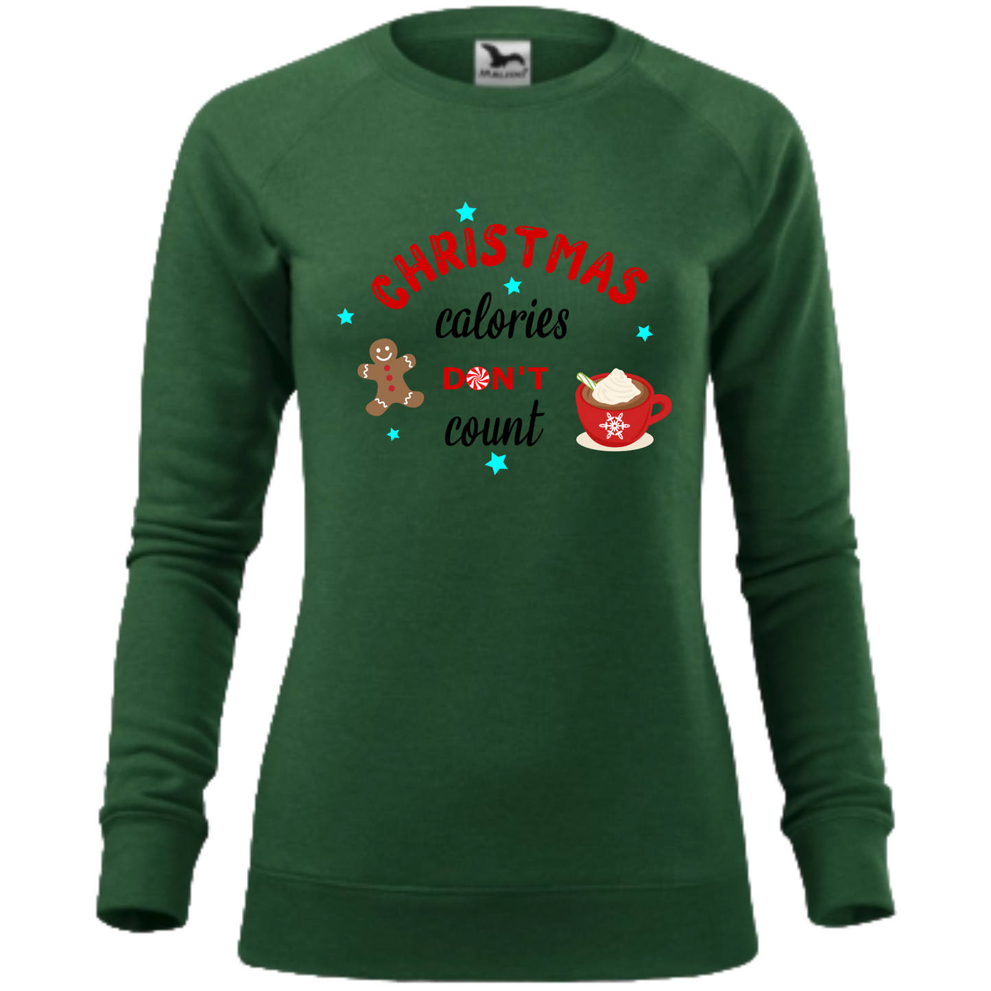Bluza personalizata Craciun cu textul Christmas calories don't count.