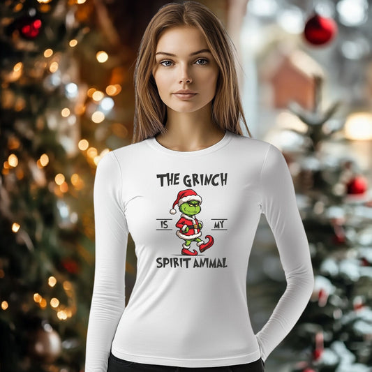 Tricou cu maneca lunga personalizat dama, Crăciun - The Grinch Spirit