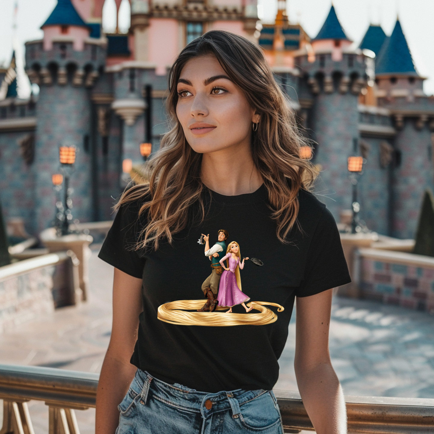 Tricou personalizat damă - Tangled - Rapunzel Play Time
