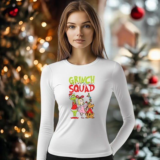 Tricou cu maneca lunga personalizat dama, Crăciun - Grinch Squad