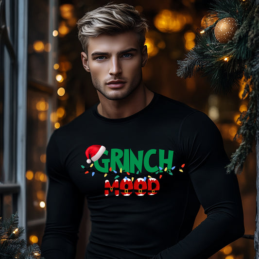 Tricou cu maneca lunga personalizat barbat, Crăciun - Grinch Mood