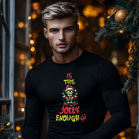 Tricou cu maneca lunga personalizat barbat, Crăciun - Jolly Enough