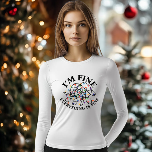 Tricou cu maneca lunga personalizat dama, Crăciun - Everything Is Fine