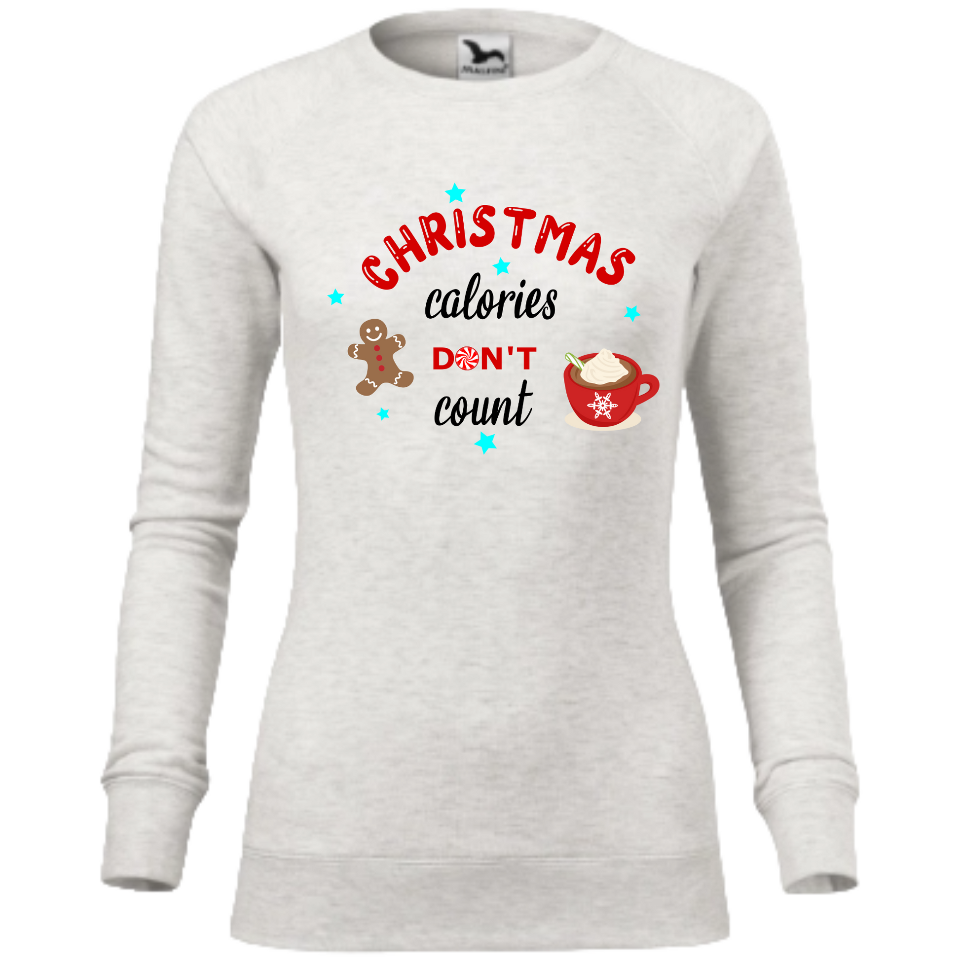 Bluza personalizata Craciun cu textul Christmas calories don't count.