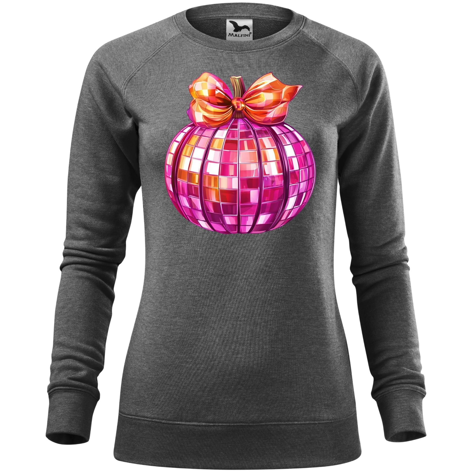 Gray Halloween Crewneck with disco ball pumpkin