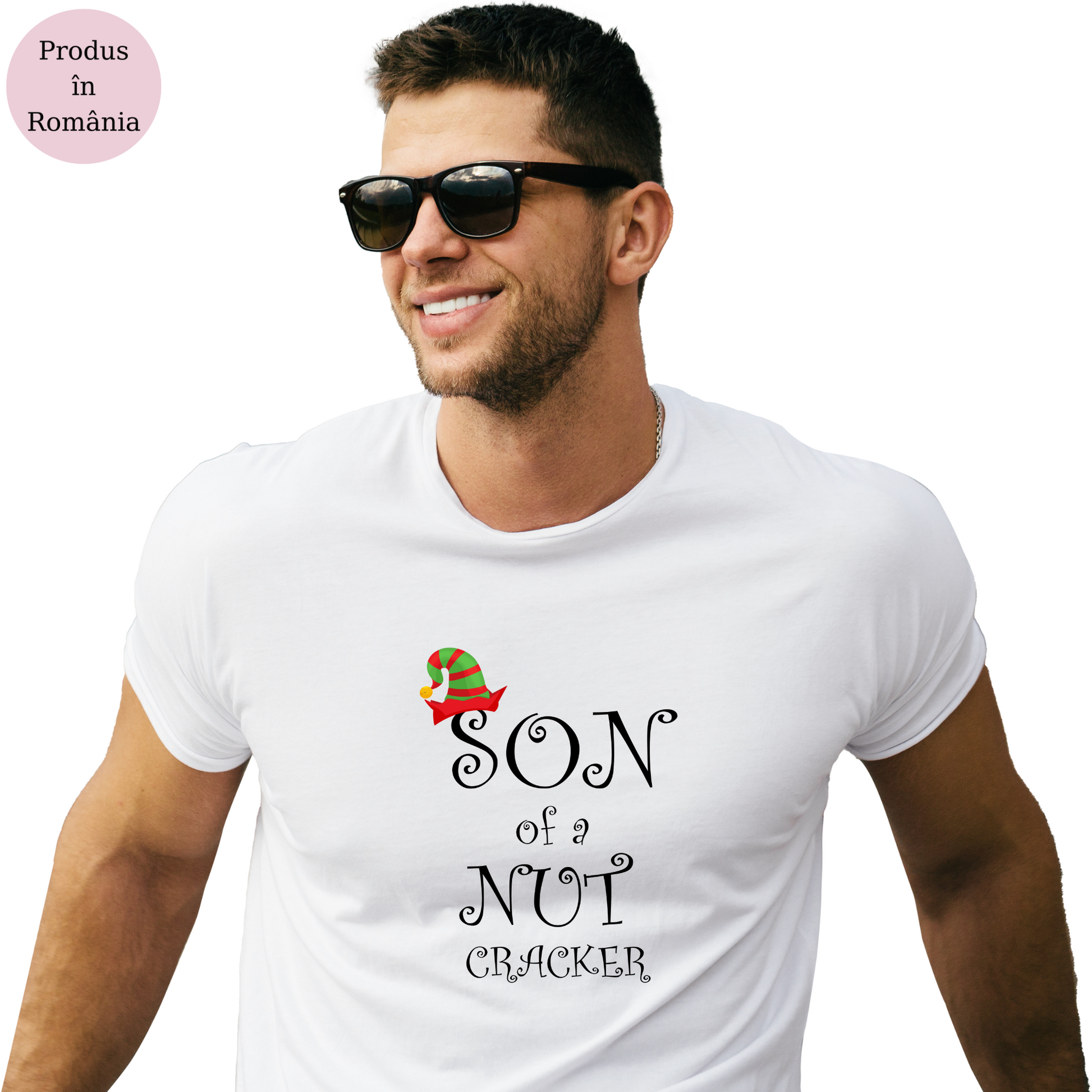 Tricou personalizat Craciun cu mesajul Son of a Nut Cracker