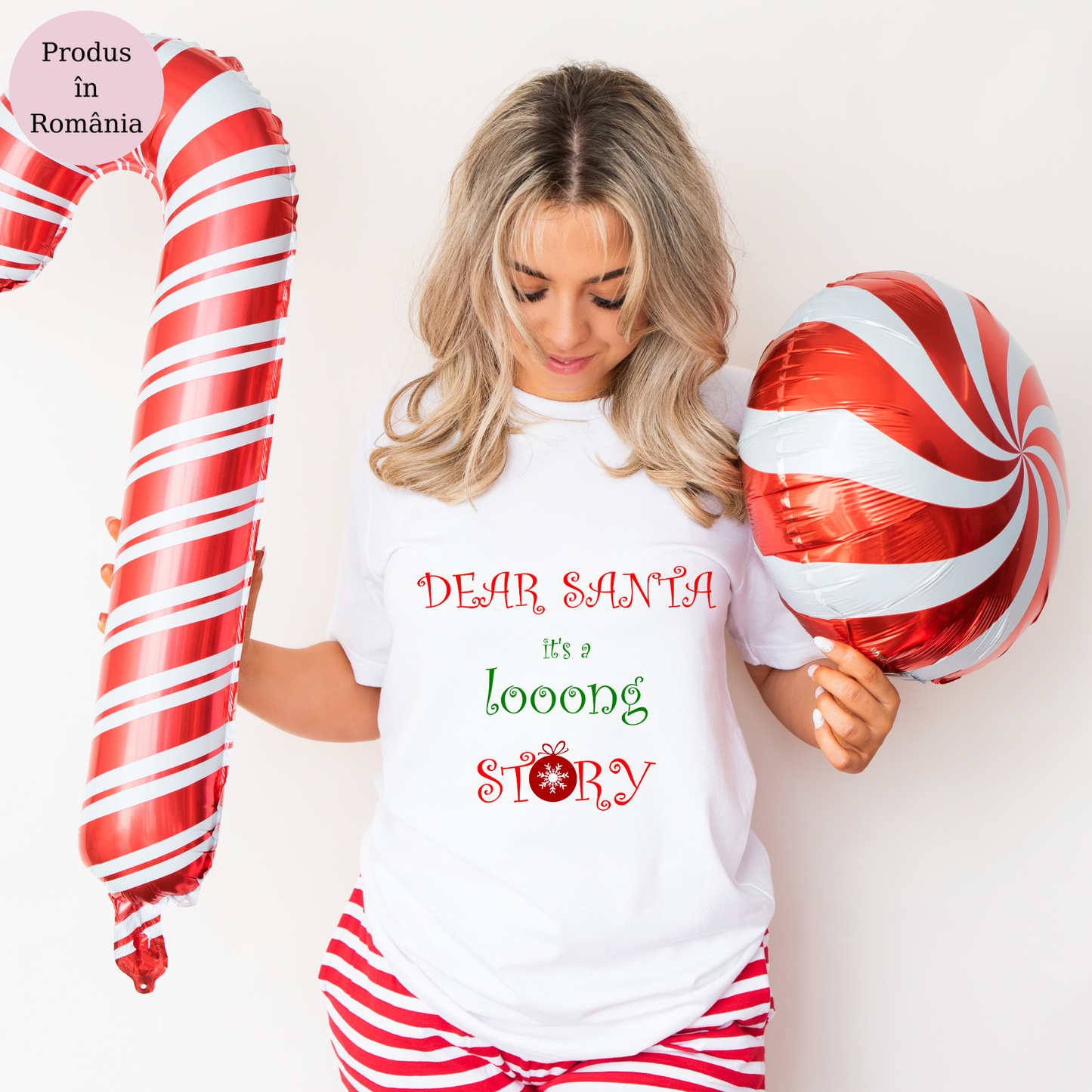 Tricou personalizat Craciun cu textul Dear Santa, It's a long story