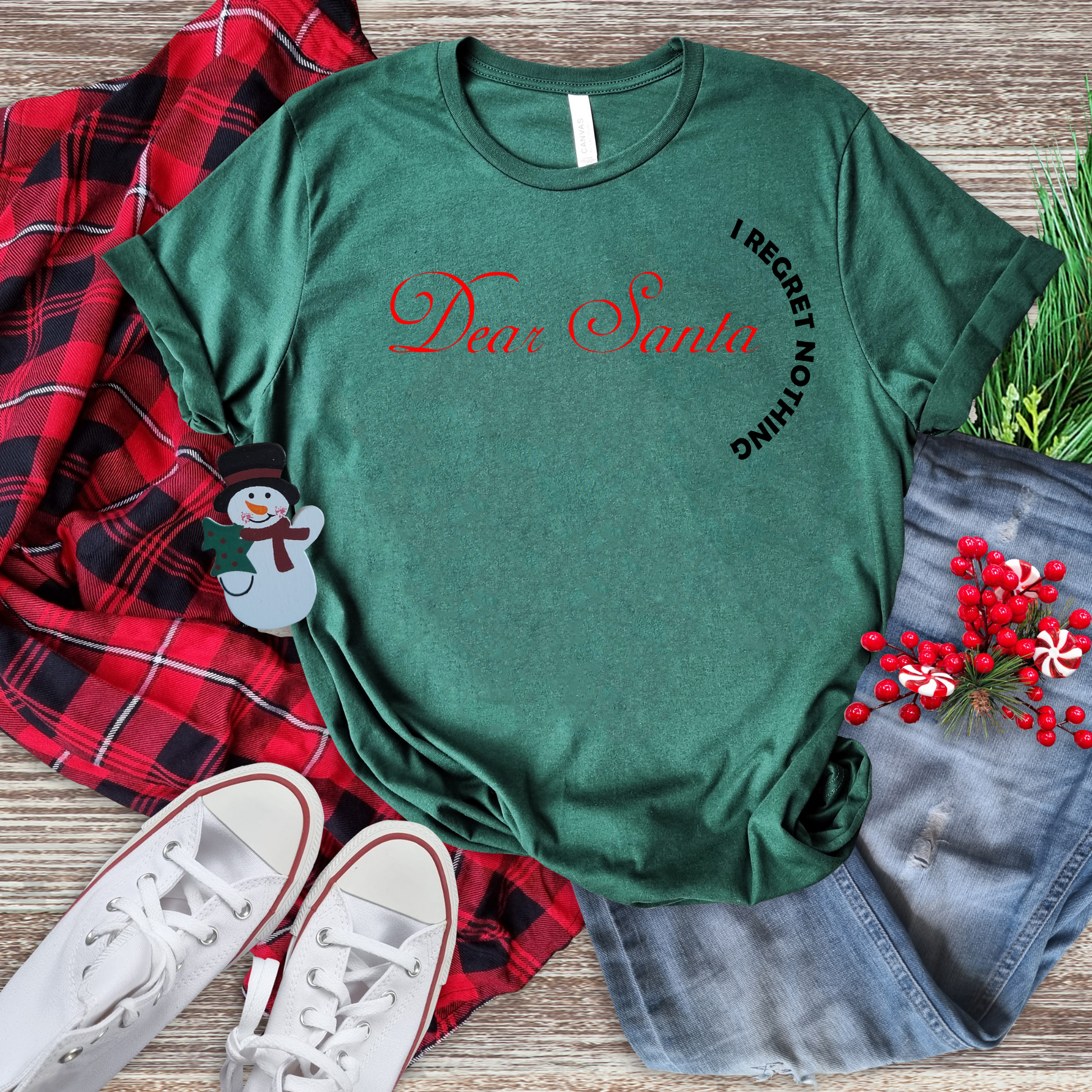 Tricou personalizat Craciun cu mesajul Dear Santa, I regret nothing