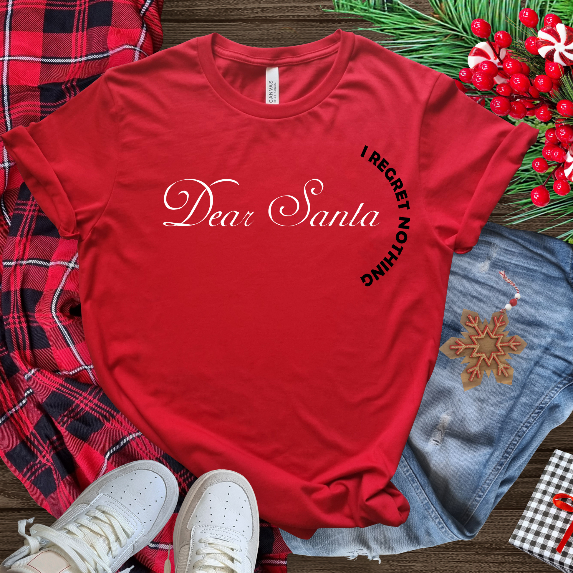 Tricou personalizat Craciun cu mesajul Dear Santa, I regret nothing