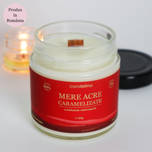 Lumânare naturală parfumată - Mere Acre Caramelizate